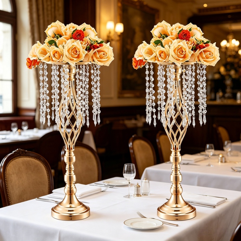Elegant Tall Gold Crystal Flow – Flower Girl Basket Bewertung und Preis