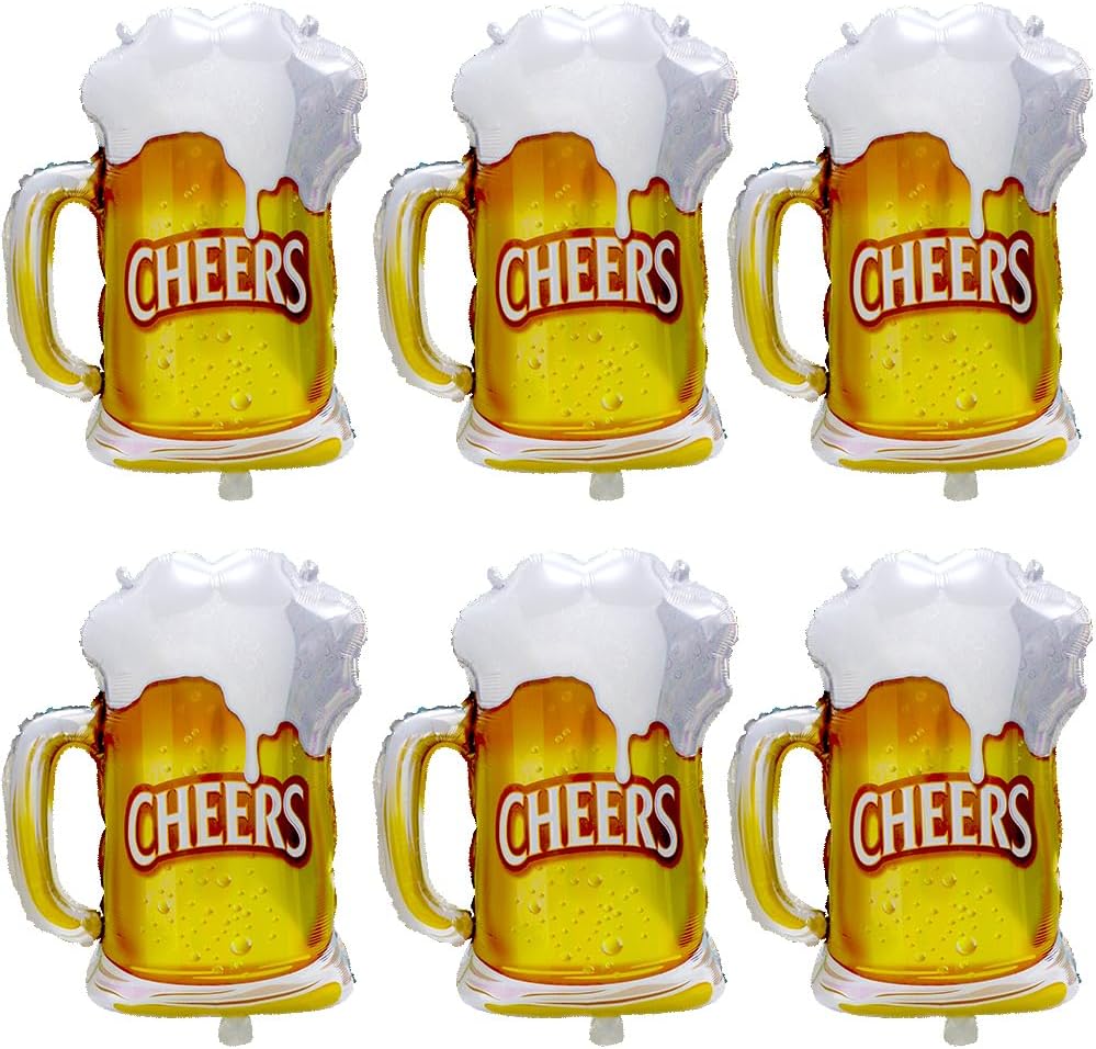 6pcs Cheers Beer Mug Balloons  – Wedding Alcohol Supply Bewertung und Preis