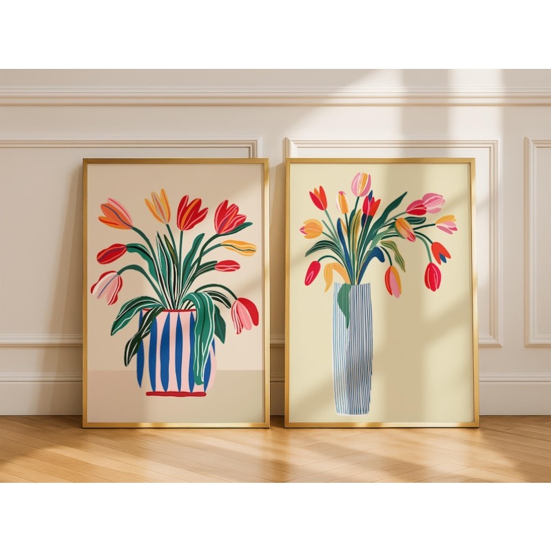 2pcs Tulip Flowers Canvas Wall – Flower Girl Basket Bewertung und Preis