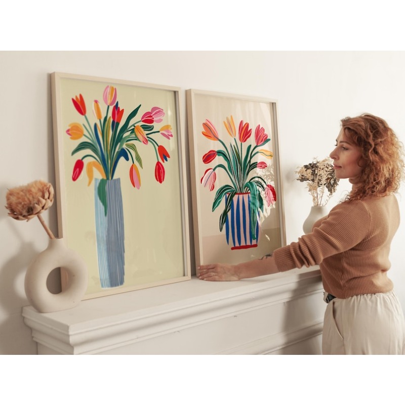2pcs Tulip Flowers Canvas Wall – Flower Girl Basket Bewertung und Preis
