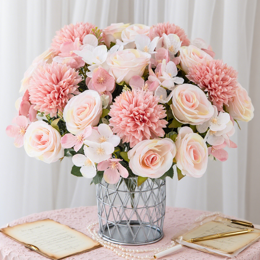 1/4pcs Artificial Flower Rose  – Flower Girl Basket Bewertung und Preis