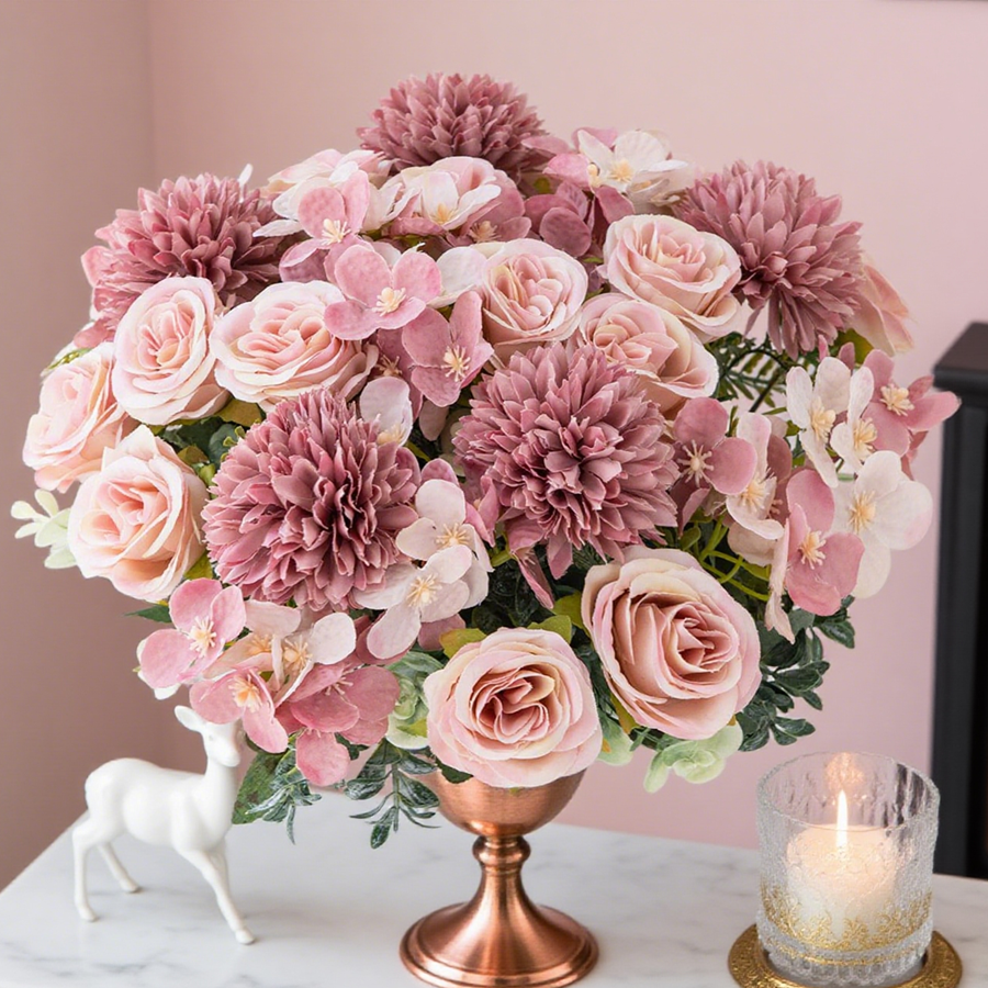 1/4pcs Artificial Flower Rose  – Flower Girl Basket Bewertung und Preis